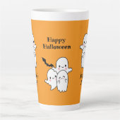Happy Halloween Personaliseer NAAM Ghosts Bat Latte Mok (Voorkant)