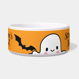 Happy Halloween Personaliseer PET NAME Ghosts Bat Voerbakje