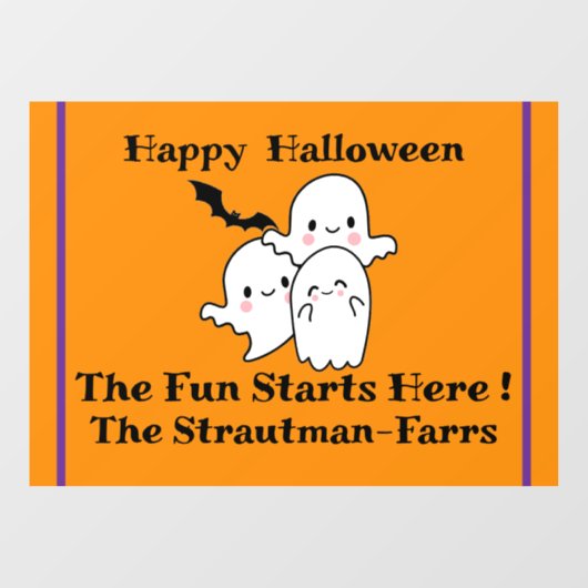 Happy Halloween PERSONALISEREN Schattigee Ghost Ba Raamsticker (Vel)