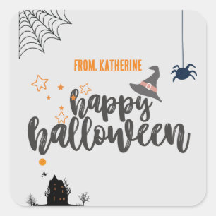 Happy Halloween persoonlijke donkere nacht schatti Vierkante Sticker