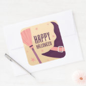 Happy Halloween Pet en Broom Vierkante Sticker (Envelop)