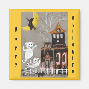 Happy Halloween Pig Ghosts Magneet