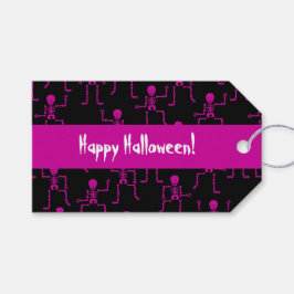 Happy Halloween Pink Dancing Skeleton Pattern Cadeaulabel