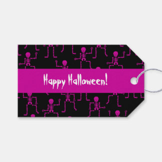 Happy Halloween Pink Dancing Skeleton Pattern Cadeaulabel
