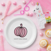 Happy Halloween Pink Pumpkin Papieren Bordje (Feest)
