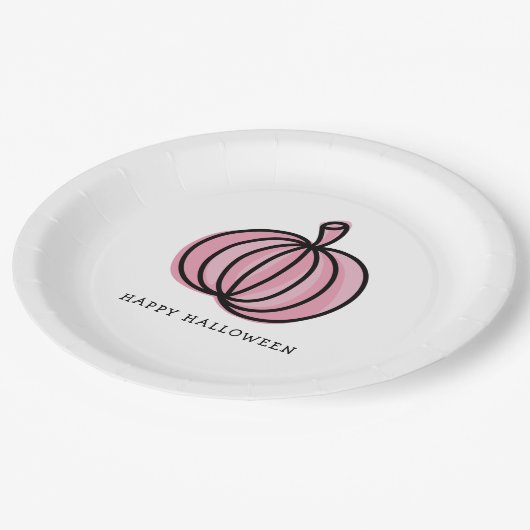 Happy Halloween Pink Pumpkin Papieren Bordje (Gekanteld)