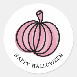 Happy Halloween Pink Pumpkin Ronde Sticker