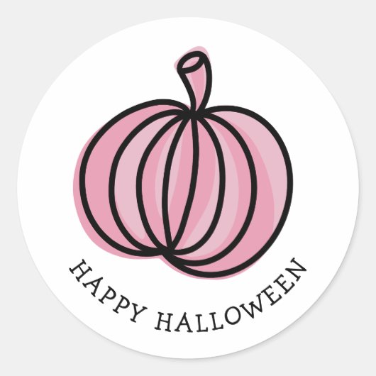 Happy Halloween Pink Pumpkin Ronde Sticker (Voorkant)