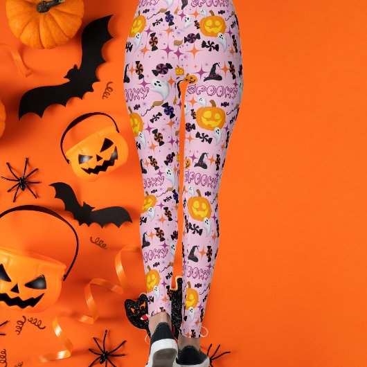 Happy Halloween Pink Spooky Festival Leggings