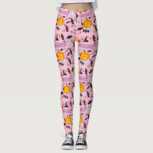 Happy Halloween Pink Spooky Festival Leggings (Voorkant)