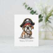 Happy Halloween Pirate English Bulldog Briefkaart (Staand voorkant)