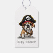 Happy Halloween Pirate English Bulldog Cadeaulabel (Voorkant)