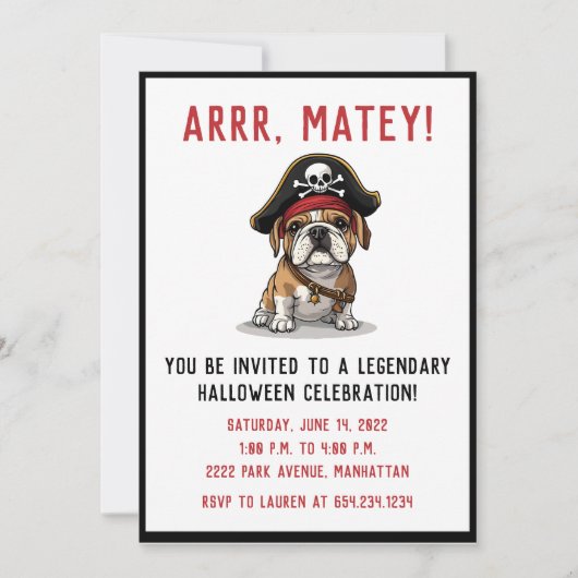 Happy Halloween Pirate English Bulldog Kaart (Voorkant)