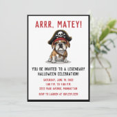 Happy Halloween Pirate English Bulldog Kaart (Staand voorkant)