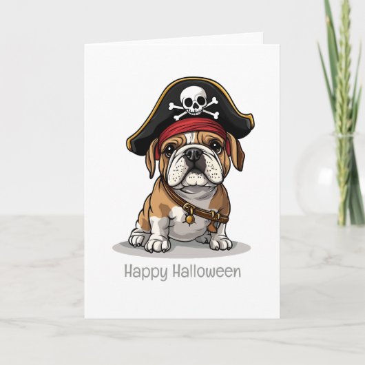 Happy Halloween Pirate English Bulldog Kaart (Voorkant)
