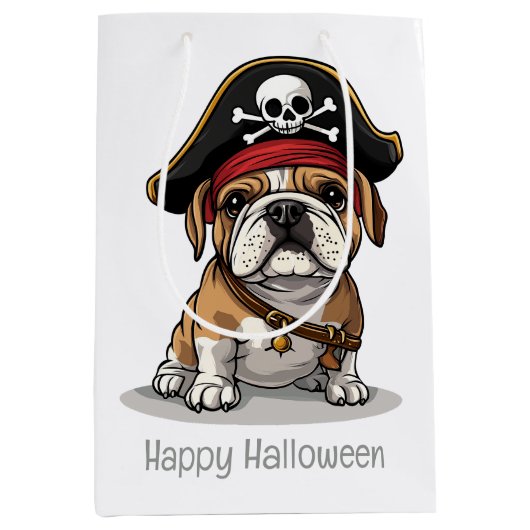 Happy Halloween Pirate English Bulldog Medium Cadeauzakje (Voorkant)