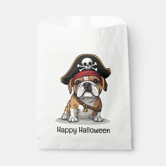 Happy Halloween Pirate English Bulldog Skull Bedankzakje (Voorkant)