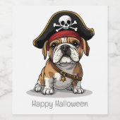 Happy Halloween Pirate English Bulldog Wijn Etiket (Enkel label)