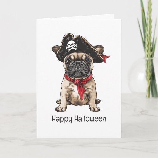 Happy Halloween Pirate Franse Bulldog Kaart (Voorkant)