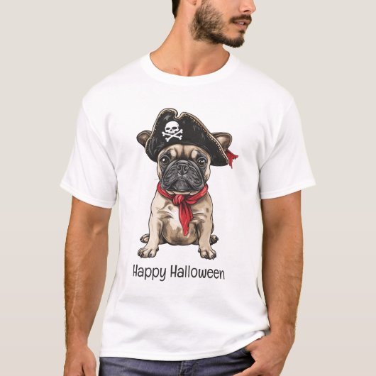 Happy Halloween Pirate Franse Bulldog T-shirt (Voorkant)
