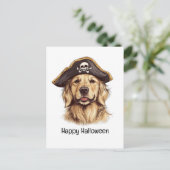 Happy Halloween Pirate Golden Retriever Hond Sched Briefkaart (Staand voorkant)