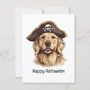 Happy Halloween Pirate Golden Retriever Hond Sched Briefkaart