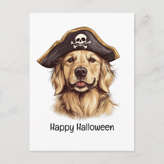 Happy Halloween Pirate Golden Retriever Hond Sched Briefkaart (Voorkant)