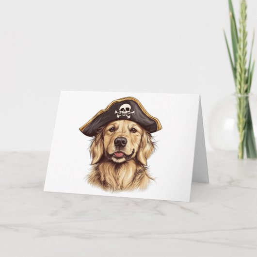 Happy Halloween Pirate Golden Retriever Hond Sched Kaart (Voorkant)