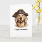 Happy Halloween Pirate Golden Retriever Hond Sched Kaart (Gele Bloem)