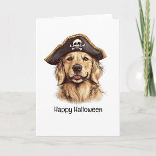 Happy Halloween Pirate Golden Retriever Hond Sched Kaart