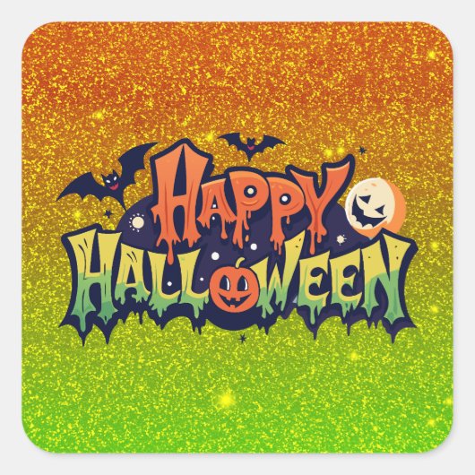 Happy Halloween plezier faux glitter Vierkante Sticker (Voorkant)