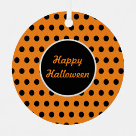 Happy Halloween Polka Dot Metal Ornament (Oranje)