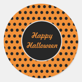 Happy Halloween Polka Dot Round Stickers (Oranje)