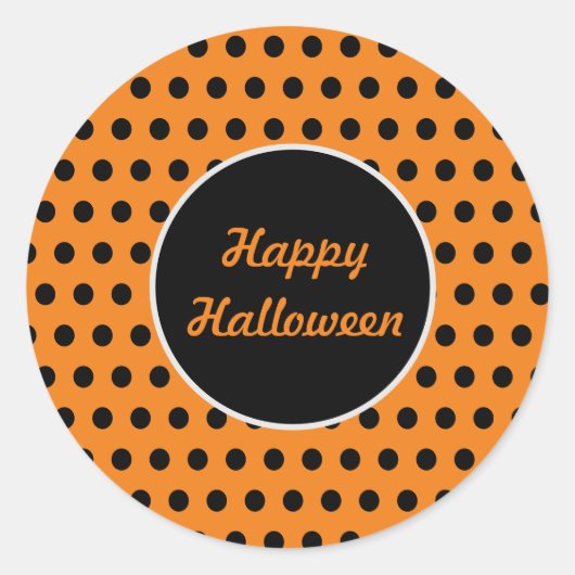 Happy Halloween Polka Dot Round Stickers (Oranje) (Voorkant)
