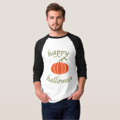 Happy Halloween Pompoen 3/4 Sleeve Baseball Tshirt (Voorkant volledig)