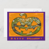 Happy Halloween pompoen - briefkaart of uitnodigin (Voorkant / Achterkant)