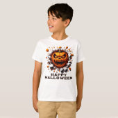 Happy Halloween pompoen doorbreken T-shirt (Voorkant volledig)