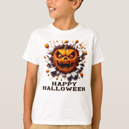 Happy Halloween pompoen doorbreken T-shirt