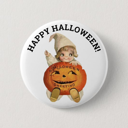 Happy Halloween pompoen en kind Ronde Button 5,7 Cm (Voorkant)
