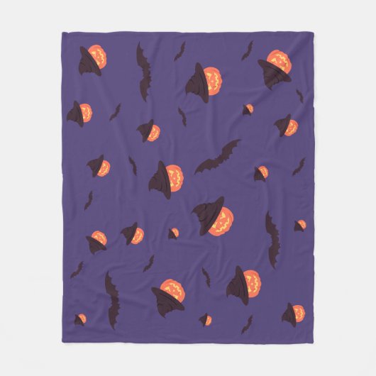 Happy Halloween pompoen en vleermuizen fleece deke Deken (Voorkant)