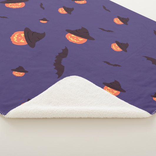 Happy Halloween pompoen en vleermuizen Sherpa Deken (3/4)