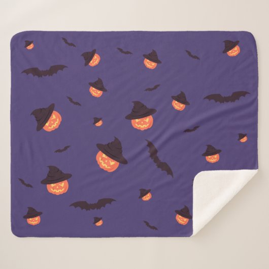 Happy Halloween pompoen en vleermuizen Sherpa Deken (Voorkant (horizontaal))