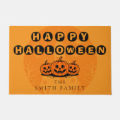 Happy Halloween Pompoen Familie Custom Home Deurmat (Voorkant)