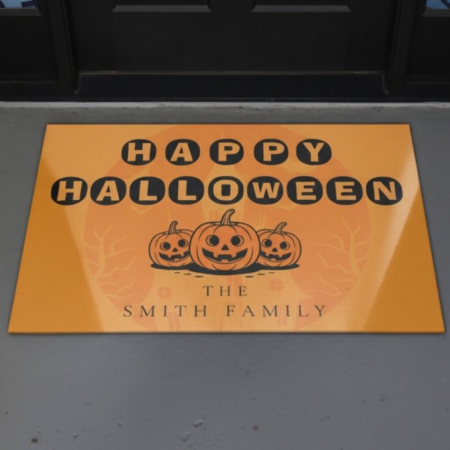 Happy Halloween Pompoen Familie Custom Home Deurmat (Creator heeft geüpload)