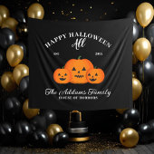 Happy Halloween Pompoen Familienaam Custom Wandkleed