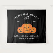 Happy Halloween Pompoen Familienaam Custom Wandkleed (Voorkant (horizontaal))