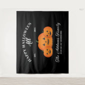 Happy Halloween Pompoen Familienaam Custom Wandkleed (Voorkant)