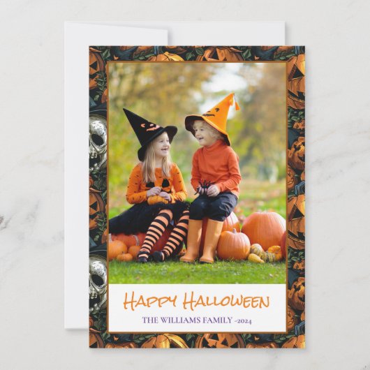 Happy Halloween Pompoen Foto Vakantie Kaart (Voorkant)