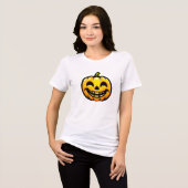 Happy Halloween pompoen gezicht grappig en eng kor Tri-Blend Shirt (Voorkant volledig)