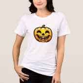 Happy Halloween pompoen gezicht grappig en eng kor Tri-Blend Shirt (Voorkant)